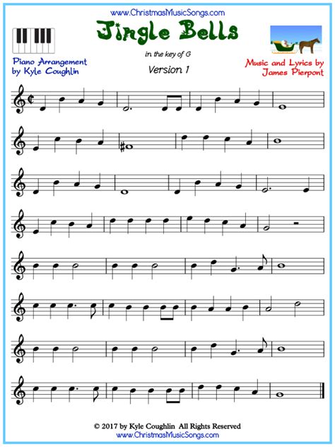Jingle Bells piano sheet music   free printable PDF