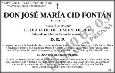 José María Cid Fontán | Esquelas en Prensa
