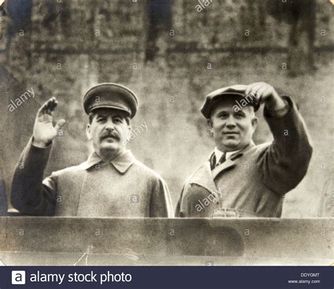 Joseph Stalin and Nikita Khrushchev on the tribune of ...