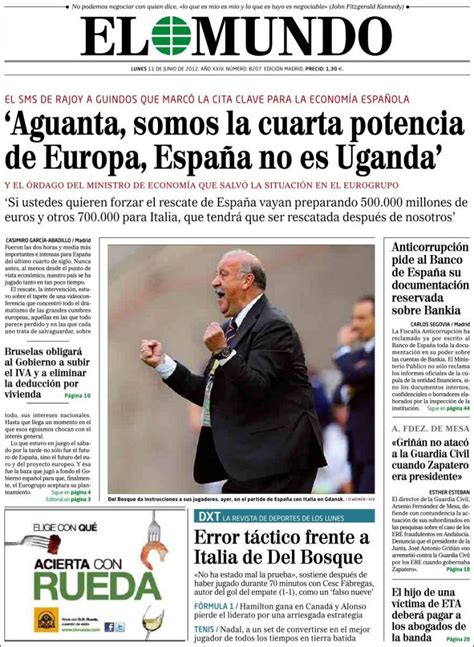 Journal El Mundo  Espagne . Les Unes des journaux de ...