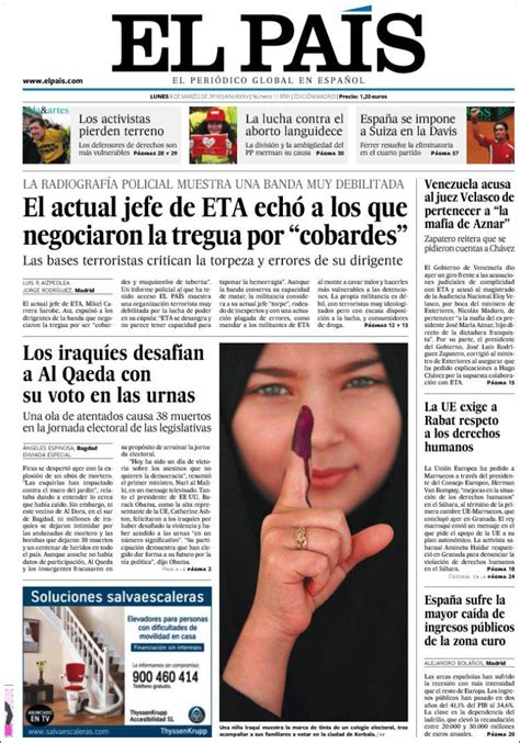 Journal El País  Espagne . Les Unes des journaux de ...