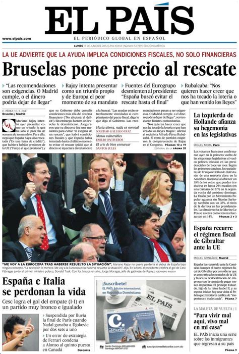 Journal El País  Espagne . Les Unes des journaux de ...