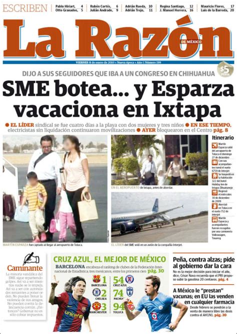 Journal La Razón  Mexique . Les Unes des journaux de ...