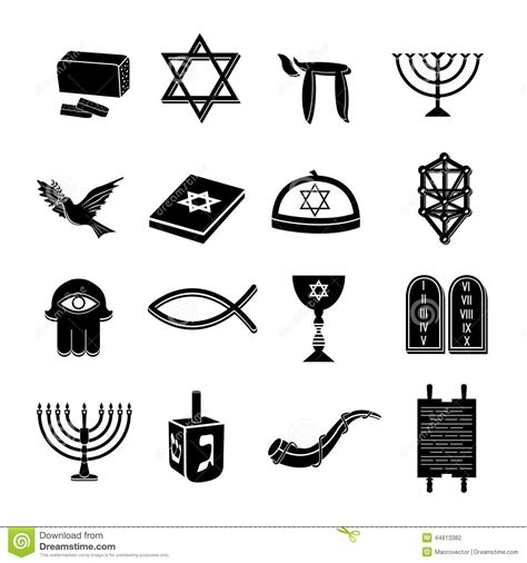 Judaism icons set black stock vector. Illustration of site ...