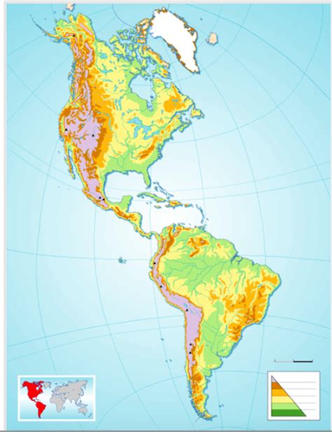 Juegos de Geografía | Juego de América: mapa físico mudo ...