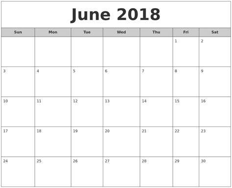 June 2018 Calendar Word | printable 2017 calendars