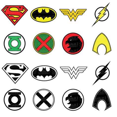 Justice League Superhero Symbol Clipart SVG/PNG/EPS/ Files