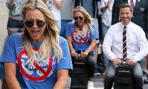 Kaley Cuoco and Jimmy Kimmel race down Hollywood s Walk Of ...