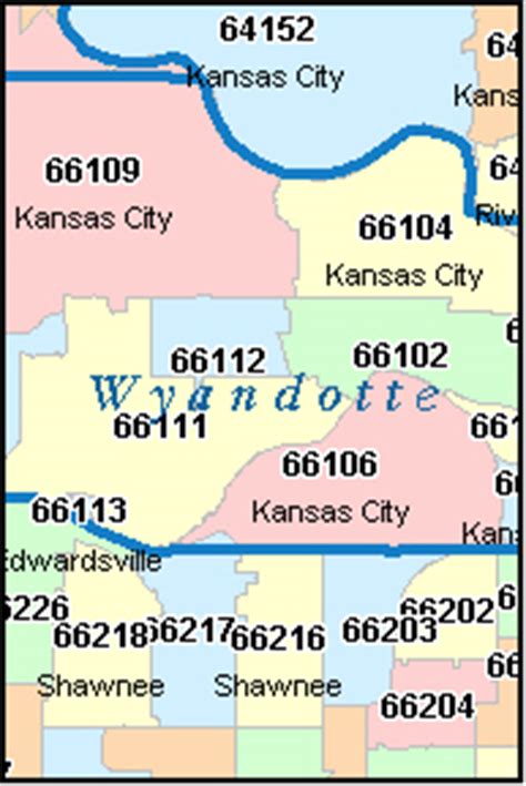 KANSAS CITY Kansas, KS ZIP Code Map Downloads