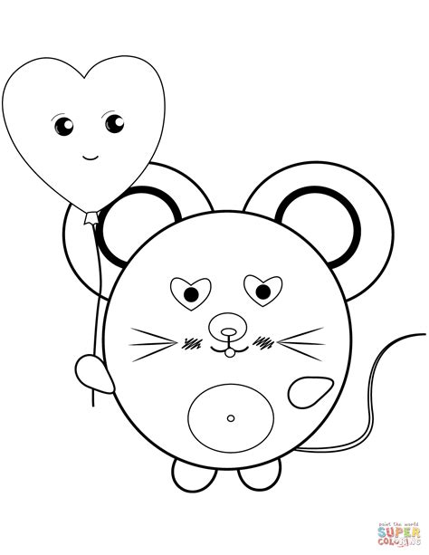 Kawaii Mouse coloring page | Free Printable Coloring Pages