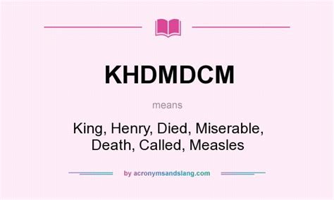 KHDMDCM   King, Henry, Died, Miserable, Death, Called ...