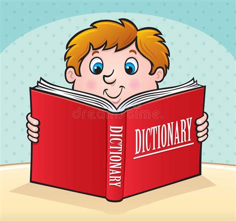 Kid Reading A Large Red Dictionary Stock Illustration ...