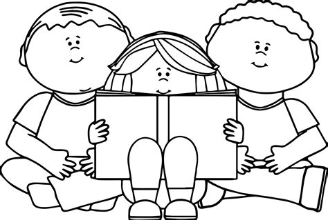 Kids Reading Book Coloring Page | Wecoloringpage
