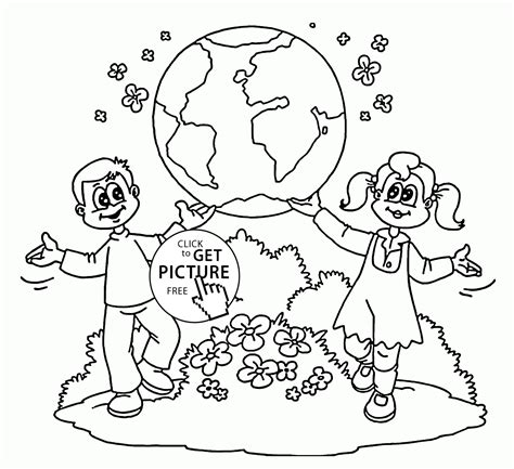Kids showing Earth   Earth Day coloring page for kids ...