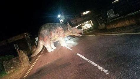 La aparición de un dinosaurio en un camino rural causó ...