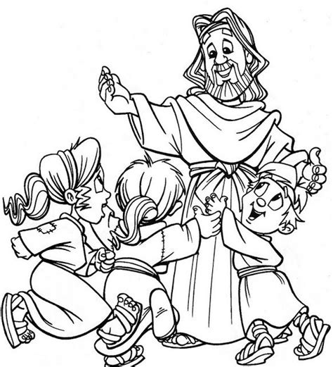 La Catequesis: Dibujos para colorear Jesús con los niños y ...