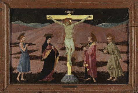 La Crucifixión con la Virgen, los santos Juanes y san ...