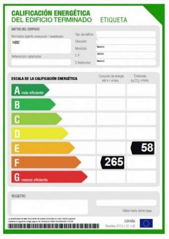 La etiqueta del certificado de eficiencia energética para ...