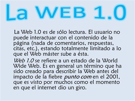 La evolución de la WEB Web 1.0 Web 2.0 Web ppt descargar