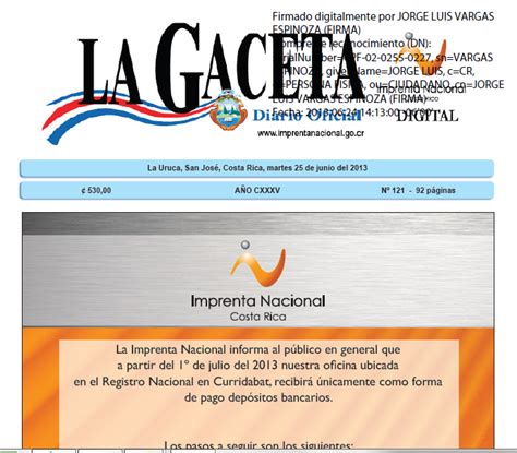La Gaceta Digital Portal Imprenta Nacional | Autos Post