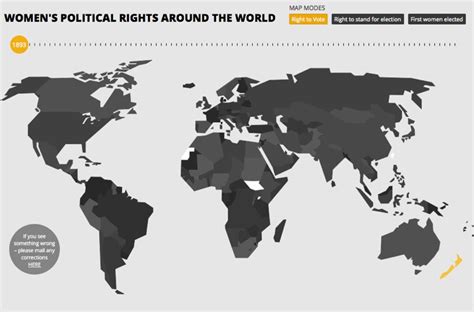La lucha por el derecho al voto de las mujeres en un mapa
