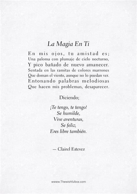 La Magia En Ti: poema de amor y amistad. Escritos y ...