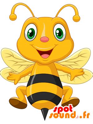 La mascota de color amarillo y negro abeja, muy sonriente ...