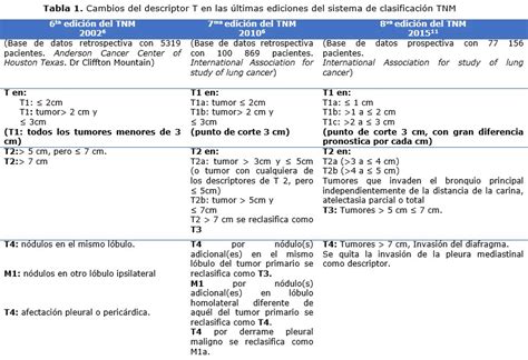 La octava edición del TNM en cáncer pulmonar: evaluación ...