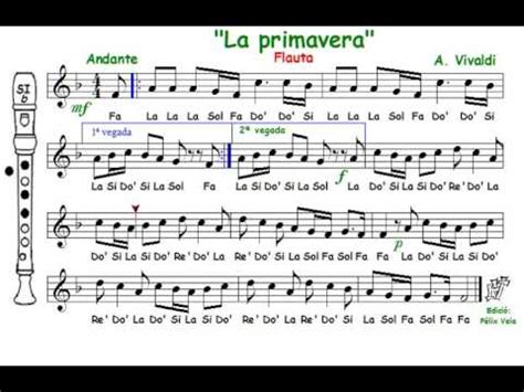 La Primavera, de A. Vivaldi  Flauta con notas FaM    YouTube