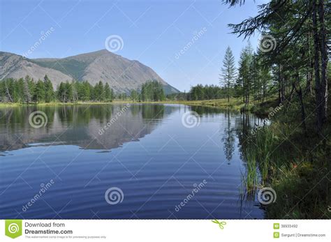 Lake And Reflections Of The Mountains Stock Photo   Image ...