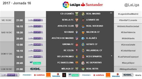 Laliga Santander: Horarios de la jornada 16 de la Liga ...