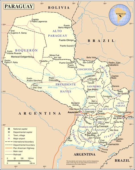 Landkarte Paraguay  Politische Karte  : Weltkarte.com ...