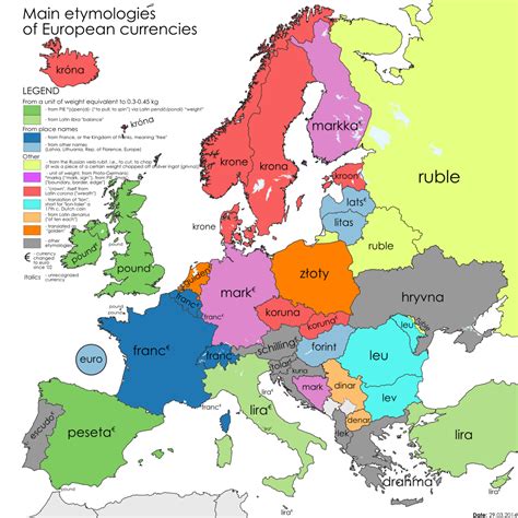 Landkartenblog: Europakarte der ehemaligen Landeswährungen ...