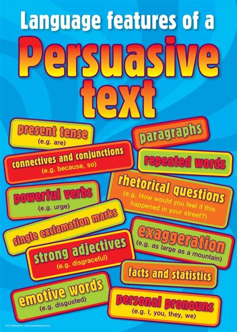 Language features of a persuasive text poster | Year 3 ...
