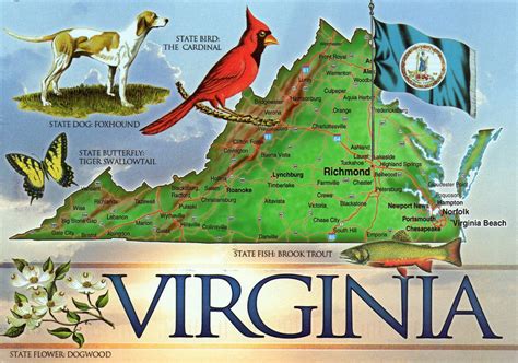 Large detailed tourist map of the state of Virginia ...