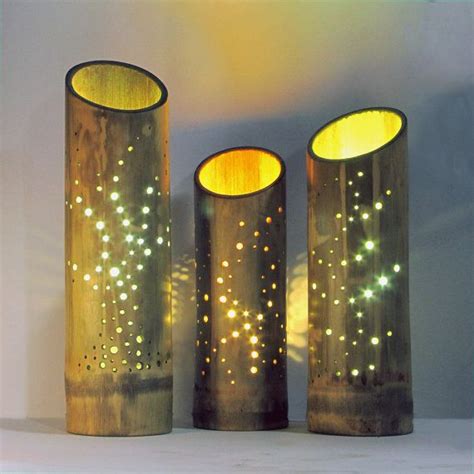 Large: Feather design bamboo lamp with glowing lighting ...