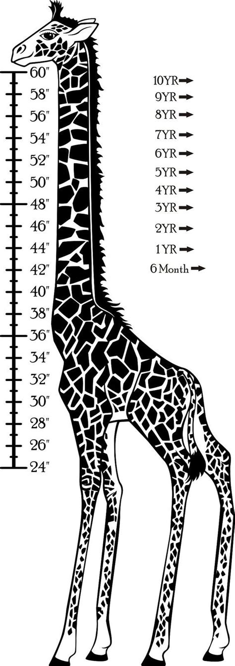 Large Giraffe Growth Chart Kids Wall Height Chart | Kids ...