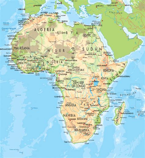Large Physical Map of Africa