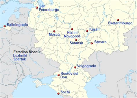 Las 12 sedes del mundial de Rusia: 12 estadios en 11 ciudades