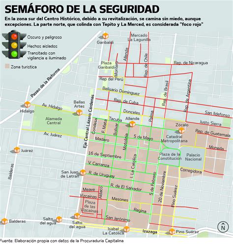 Las calles seguras y peligrosas del Centro Histórico Mapa ...