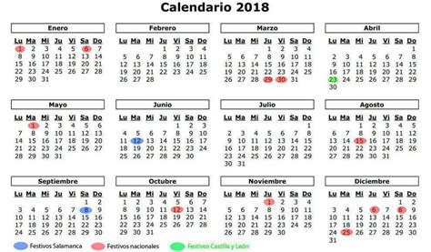 Las fechas  en rojo  de 2018 en Salamanca: el calendario ...