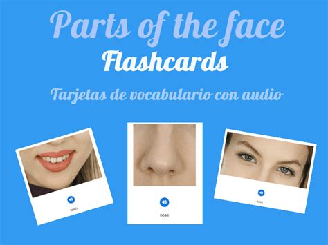 Las partes de la cara en inglés   Flashcards con audio ...