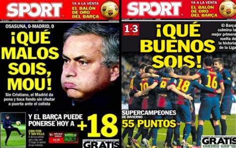 Las polémicas portadas de Sport sobre Madrid y Barça