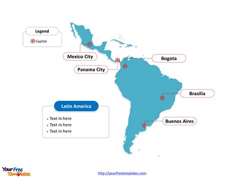Latin America map free templates   Free PowerPoint Templates