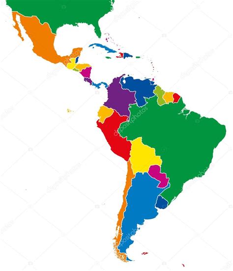 Latin America single states map full color — Stock Vector ...