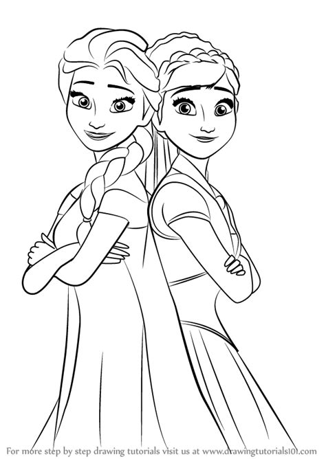 Learn How to Draw Elsa and Anna from Frozen Fever  Frozen ...