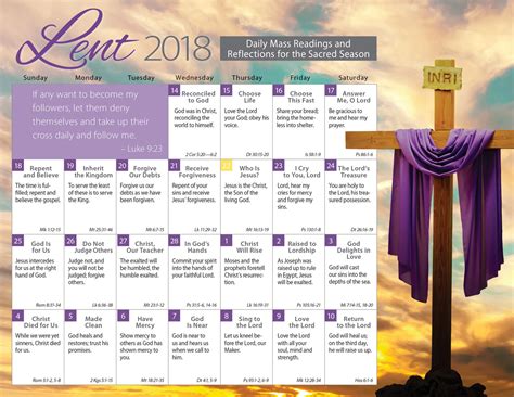 Lent 2018 Catholic Calendar Product/Goods : Creative ...