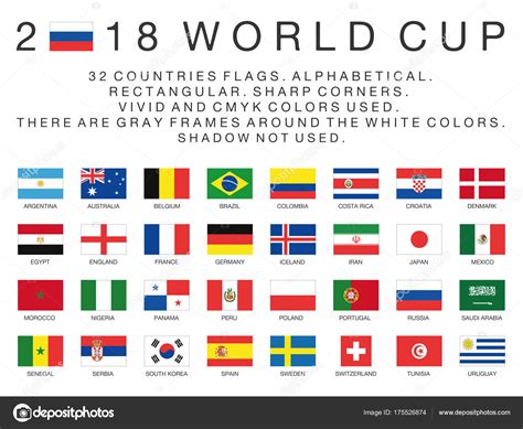 Les drapeaux rectangulaires de 2018 pays de la Coupe du ...