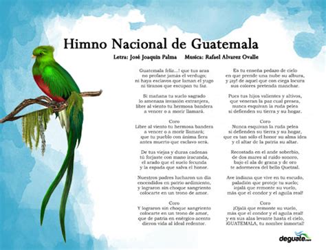 Letra del Himno Nacional de Guatemala   DEGUATE.com