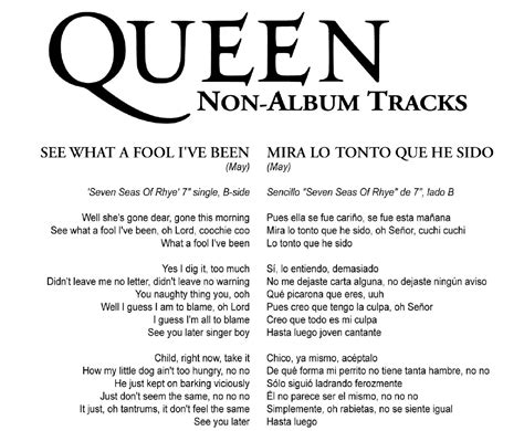 Letras Traducidas   Non Album Tracks   QueenSpain